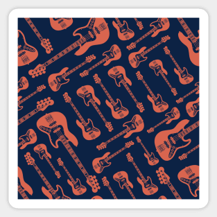 Bass Guitar Seamless Pattern Brown Sticker